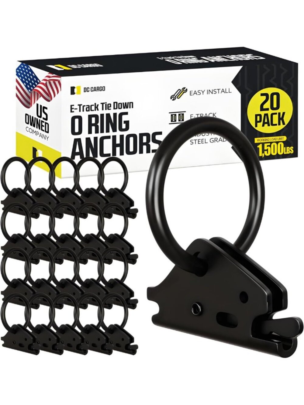 Heavy-Duty Steel O-Ring Tie-Down Anchors (Pack of 20) - 4500Lbs Break Strength